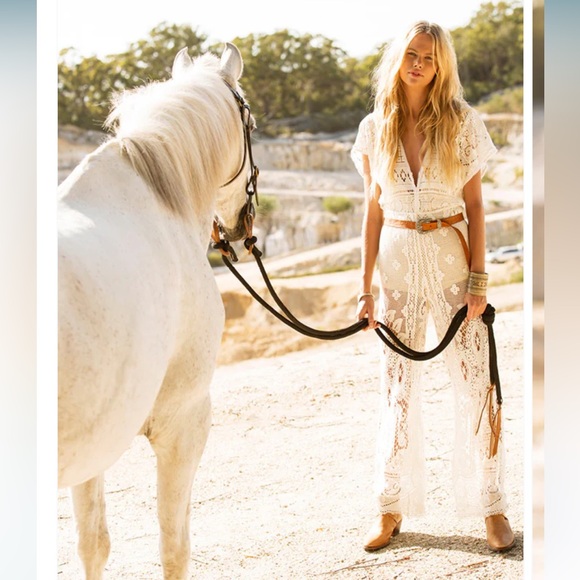 Spell Designs Woodstock white lace jumpsuit in XS